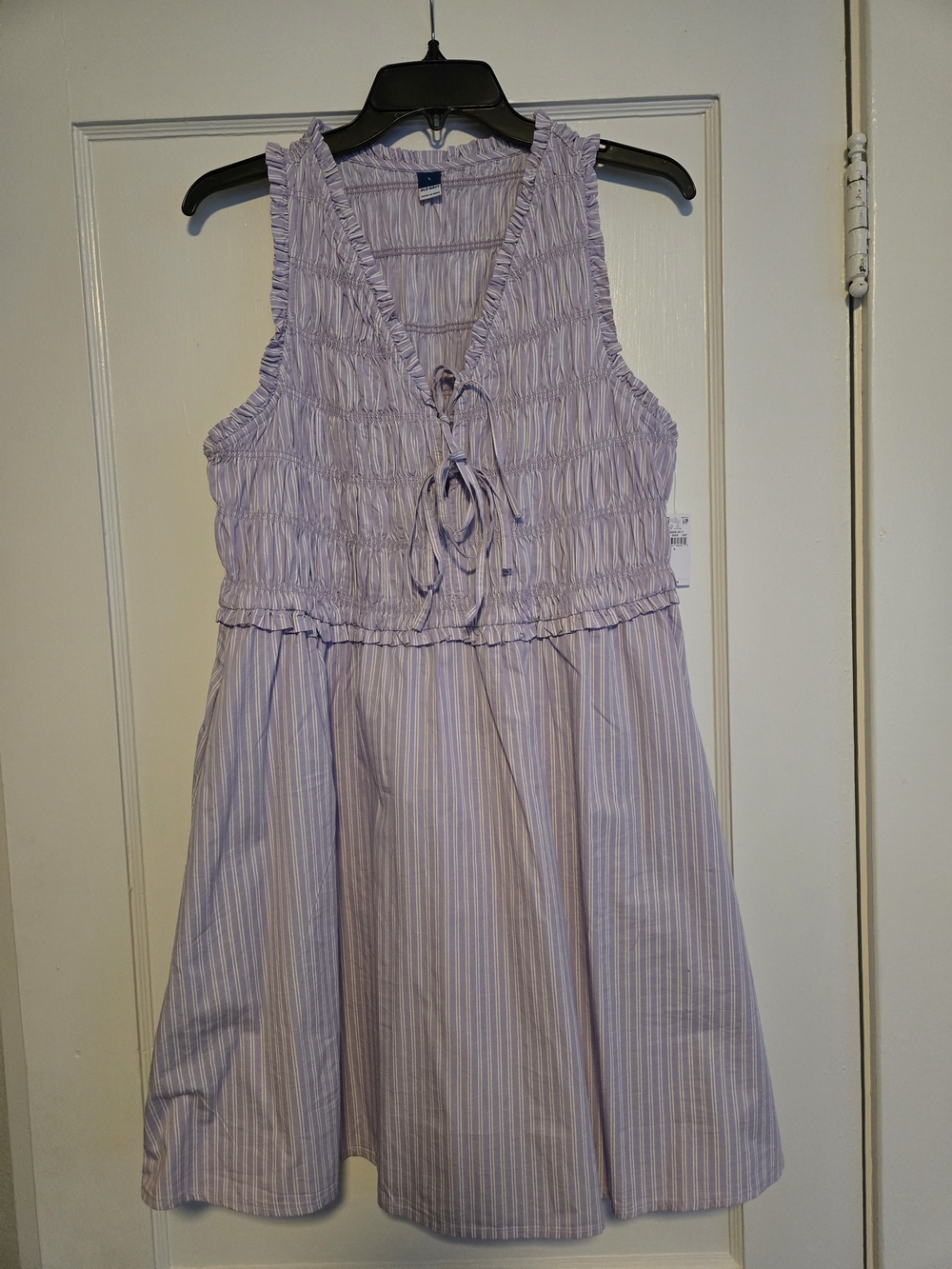Old Navy Lavender Striped Mini Dress with Smocked Bodice